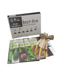 Bio Beet Box - Gute Nachbarn - Saatgut Set inklusive Pflanzkalender und Zubehör - Geschenkidee für Hobbygärtner