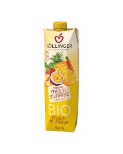 Bio Multi Sunrise Fruchtsaft 1000ml - Fruchtsaft aus 7 sonnengereiften Früchten und einer feinen karottigen Note von Höllinger Juice