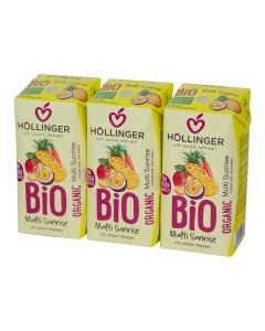 Bio Multi Sunrise Schulsaft 3x200ml - perfekt für jede Jausenbox - handlich kleiner Durstlöscher - mit Strohhalm von Höllinger Juice