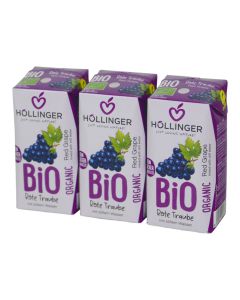 Bio Rote Traube Schulsaft 3x200ml - perfekt für jede Jausenbox - handlich kleiner Durstlöscher - mit Strohhalm von Höllinger Juice