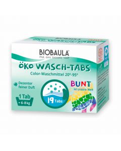 Biobaula Öko Wasch-Tabs BUNT 19 Stück - Ein Tab reicht für 6 bis 8 Kilo Wäsche - Für farbige und bunte Textilien geeignet