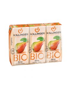 Bio Birne Schulsaft 3x200ml - perfekt für jede Jausenbox - handlich kleiner Durstlöscher - mit Strohhalm von Höllinger Juice