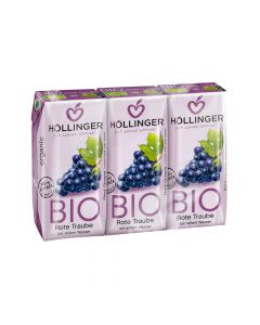 Bio Rote Traube Schulsaft 3x200ml - perfekt für jede Jausenbox - handlich kleiner Durstlöscher - mit Strohhalm von Höllinger Juice