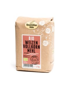 Bio Weizenvollkornmehl 1000g - enthält Keimling und Schale - sehr sättigend - vielseitig einsetzbar von Rosenfellner Mühle