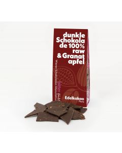 Edelkakao Schokoladenplättchen - Peru raw 100 Prozent - Granatapfel 50g
