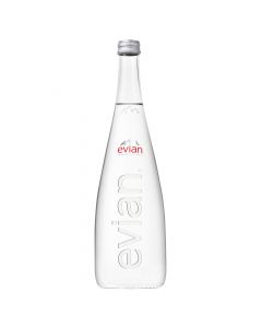 Evian Wasser Glasflasche 750ml - Im Herzen der französischen Alpen durch uralte Gletscher gefiltert - Einzigartig ausgewogene Mineralisierung von Evian