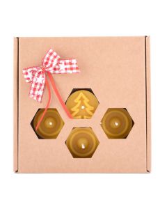 Geschenkbox mit weihnachtlichen Teelichtern 7 Stück  - 100 Prozent reines Bienenwachs - Verbreitet einen angenehmen Duft von Fuchssteiner Bio-Imkerei