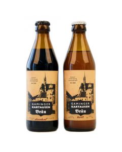 Bier Probierpaket 12 x 330ml - unfiltriertes Vollbier - natürliche Rohstoffe - helles Priorenbräu - dunkles Prälatenbräu von Gaminger Kartausenbräu