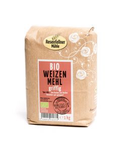 Bio Weizenmehl 480 griffig 1000g - gute Backeigenschaften - grobgemahlene Struktur - Bio Universalmehl von Rosenfellner Mühle