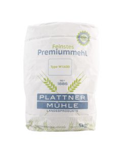 Weizenmehl Type 1600 Weizenbrotmehl 5000g - beliebt in Brotteigen - Vollwertküche für Spätzle - Vollkornspezialitäten von Plattner Mühle