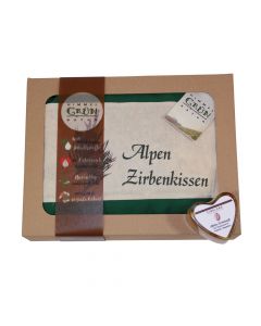 Zirben Set Seife 84g und Kissen 30x22cm mit Geschenksverpackung