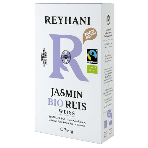 Bio Fairtrade Thai Jasmin Reis weiß 750g - Passt gut zu Curry - Blumiger Duft - feiner Geschmack - weißes Langkorn - leicht klebend von Reyhani