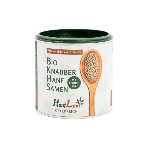Bio Knabberhanfsamen mit Kräutersalz 125g - Perfekt als Topping auf Salaten oder auch zum Knabbern - Vegan mit bestem Premium Hanf von Hanfland