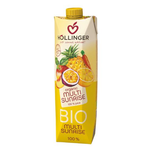 Bio Multi Sunrise Fruchtsaft 1000ml - Fruchtsaft aus 7 sonnengereiften Früchten und einer feinen karottigen Note - natürlicher Fruchtzucker von Höllinger Juice