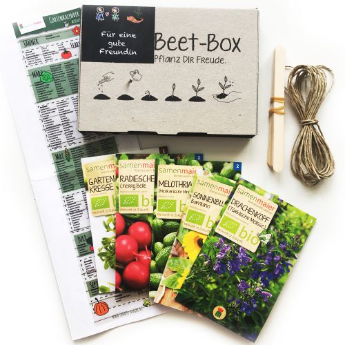 Bio Beet Box - Für eine gute Freundin - Saatgut Set inklusive Pflanzkalender und Zubehör