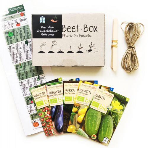 Bio Beet Box - Für den Gewächshaus Gärtner - Saatgut Set inklusive Pflanzkalender und Zubehör