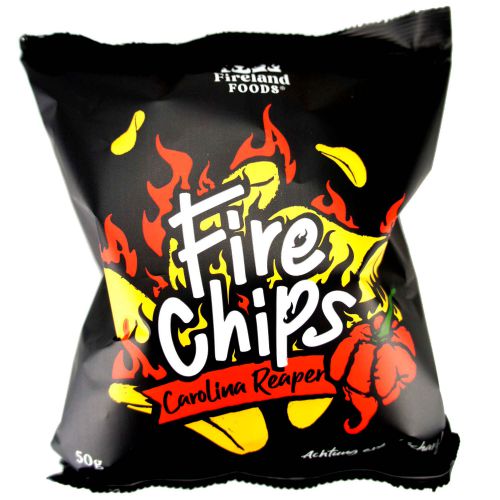 Firechips Carolina Reaper 50g - Schärfegrad 9-10/12 - Sehr scharfe Chips mit der schärfsten Chilisorte der Welt von Fireland Foods