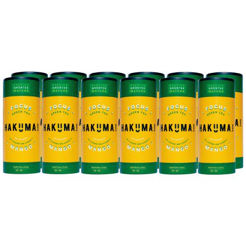 HAKUMA Focus Mango 12 x 235ml - Premium Grüntee Matcha mit Mango - Zitrone und Vitamin C - Dein natürlicher Boost für jeden Tag von HAKUMA