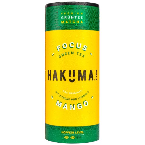 HAKUMA Focus Mango 235ml - Premium Grüntee Matcha mit Mango - Zitrone und Vitamin C - Dein natürlicher Boost für jeden Tag von HAKUMA